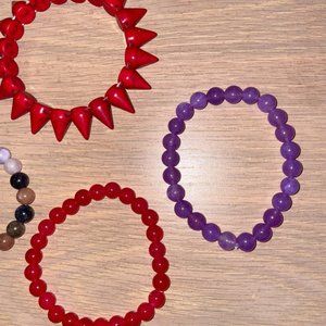 Bundle of beaded elastic bracelets